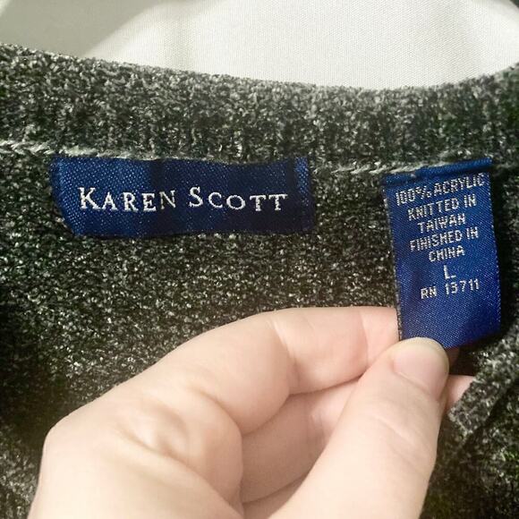 Karen Scott Women's L Vintage Grey Knit Sweater - Picture 10 of 11